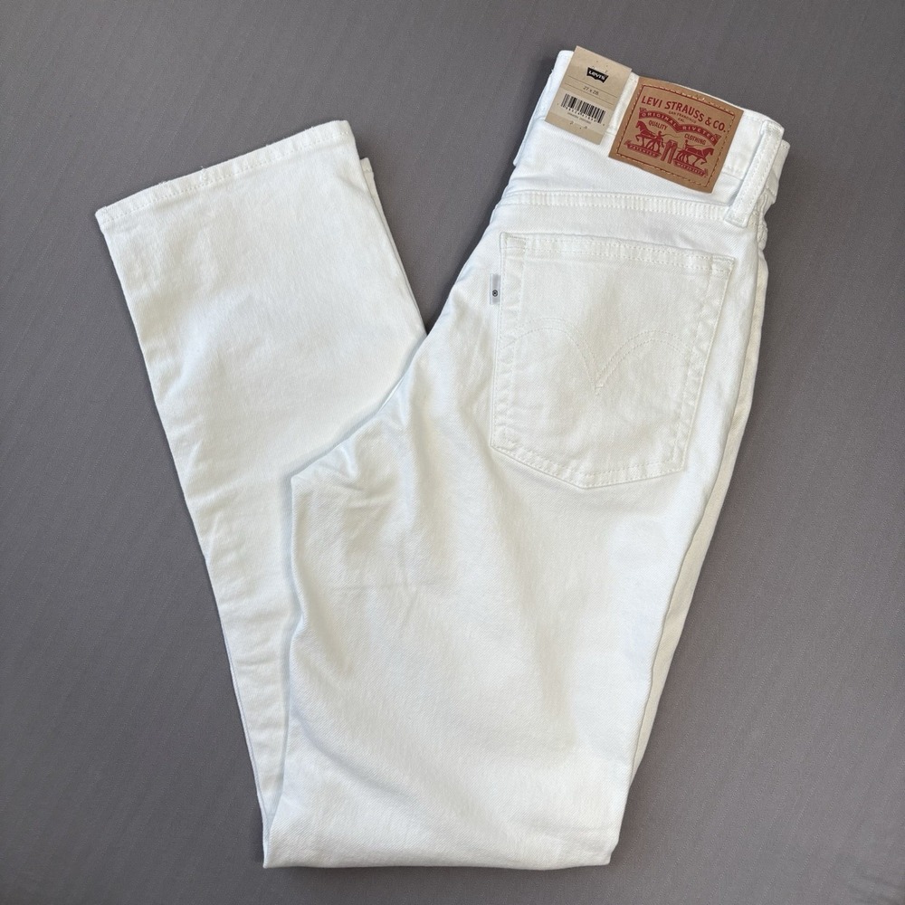 Levi's Blank Tab Wedgie Straight Leg High Rise Cropped Jeans Womens 27x28 White